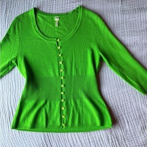 Cashmere Cardigan in Brat Green